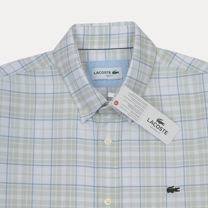 Lacoste Sun Fit Plaid Periwinkle & Sage Button-Up Shirt