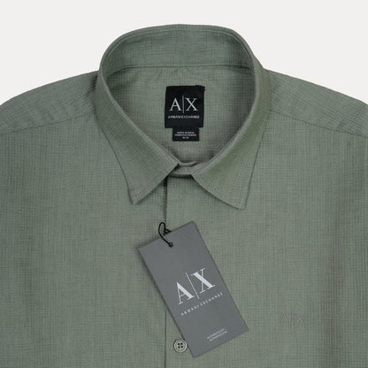 Armani Exchange Effortlessly Chic Olive Green Textured Shirt