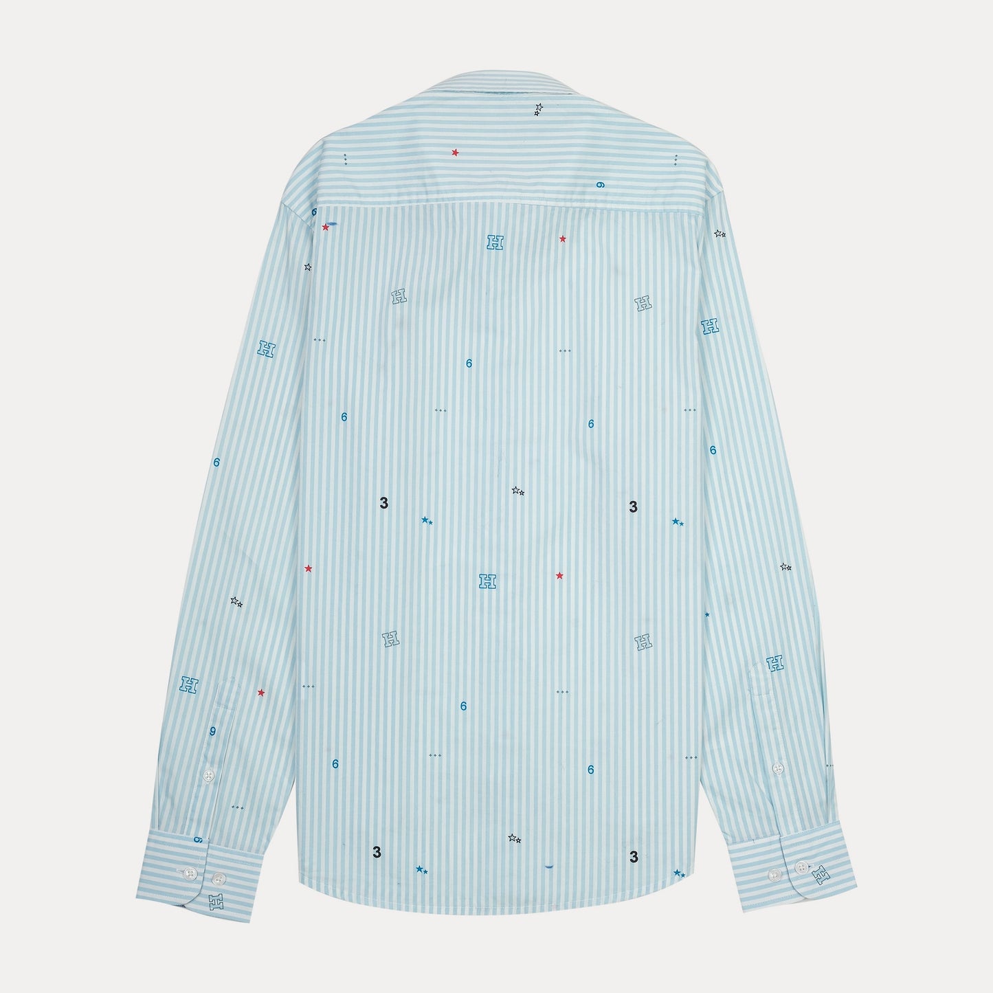 Tommy Hilfiger Playful Striped Organic Cotton Shirt in Sky Blue