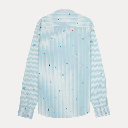 Tommy Hilfiger Playful Striped Organic Cotton Shirt in Sky Blue