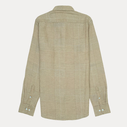 HACKETT Earthy Elegance Slim Fit Linen Checkered Shirt
