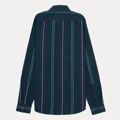 Lacoste Striped Elegance Shirt in Deep Teal with Vibrant Accents
