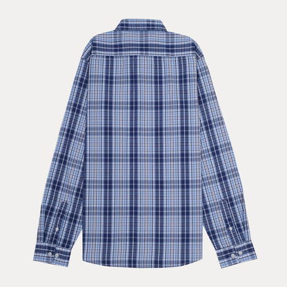 Calvin Klein Effortlessly Chic Plaid Button-Up Shirt in Oceanic Blue