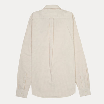 Lacoste Striped Elegance Cotton Shirt in Creamy Vanilla