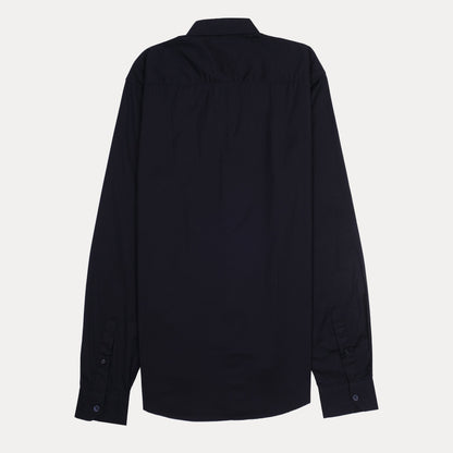AJ Classic Fit Long Sleeve Button-Up Shirt in Navy Blue